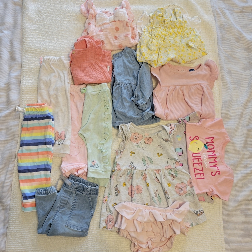 Baby girl 6-9 months bundle of clothes cotton pink denim Minnie mouse carter's